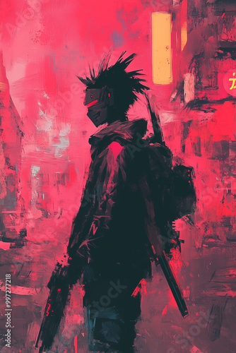 background with cyberpunk graffiti