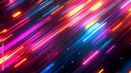 Dynamic futuristic wavy lines with neon tech colors background