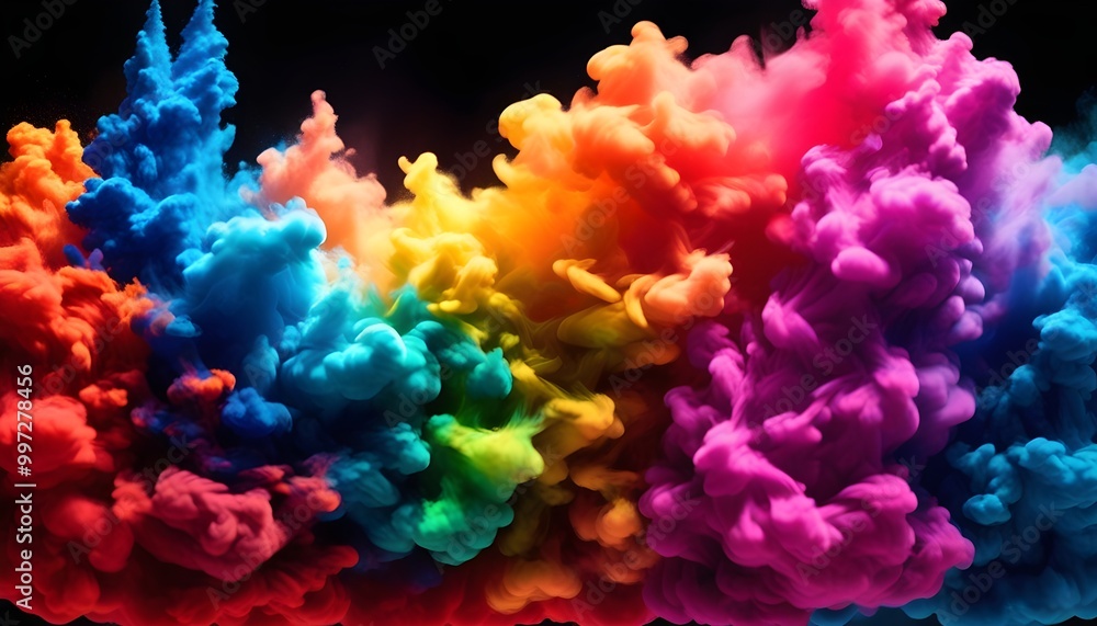 rich and colorful thermochromic smoke dancing on black background rich and colorful thermochromic smoke dancing on black background