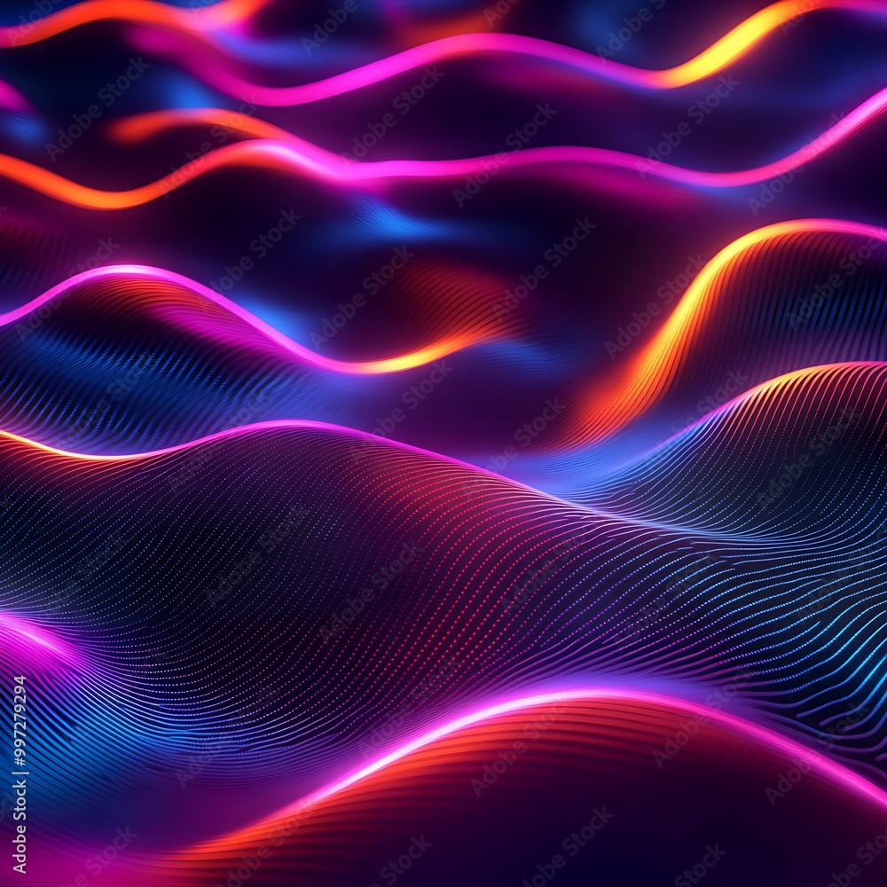 Dynamic neon tech colors and wavy lines in a futuristic pattern background Dynamic neon tech colors and wavy lines in a futuristic pattern background