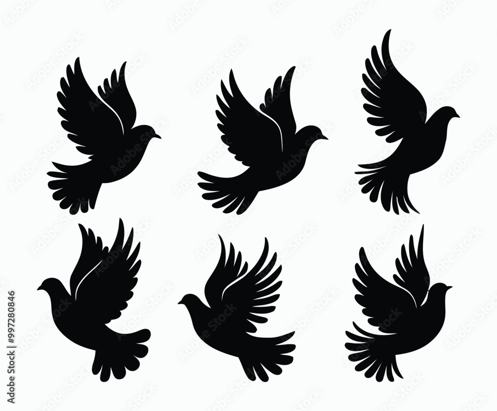 Fototapeta premium Dove silhouette EPS vector isolated illustration template on a white background
