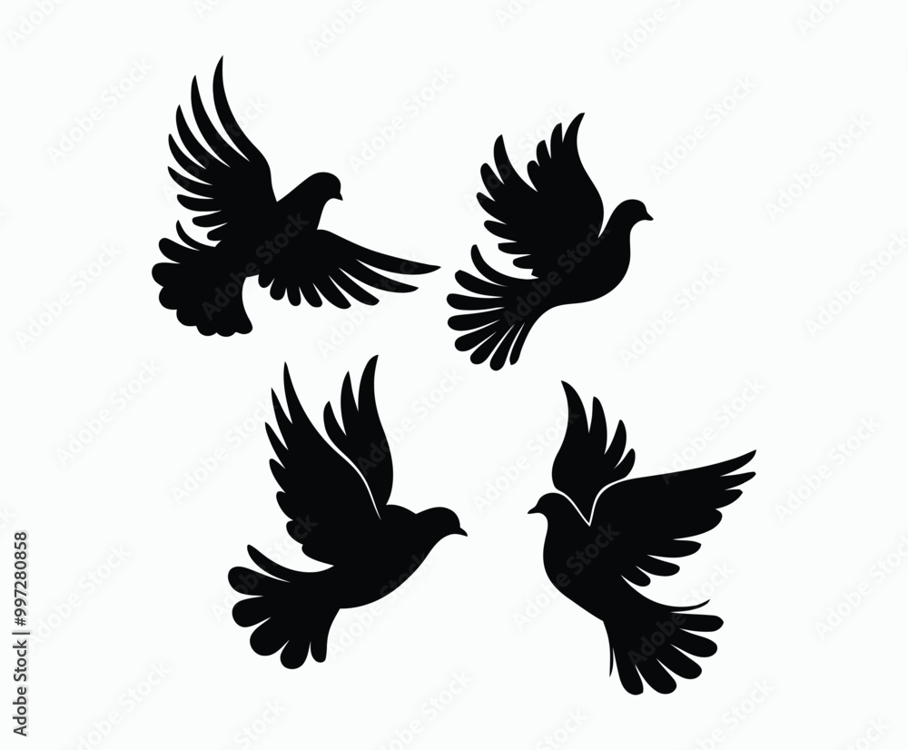 Fototapeta premium Dove silhouette EPS vector isolated illustration template on a white background