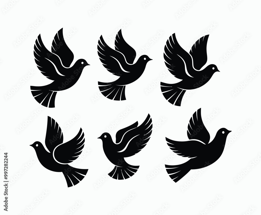 Obraz premium Dove silhouette EPS vector isolated illustration template on a white background