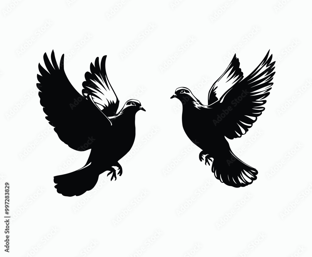 Fototapeta premium Dove silhouette EPS vector isolated illustration template on a white background