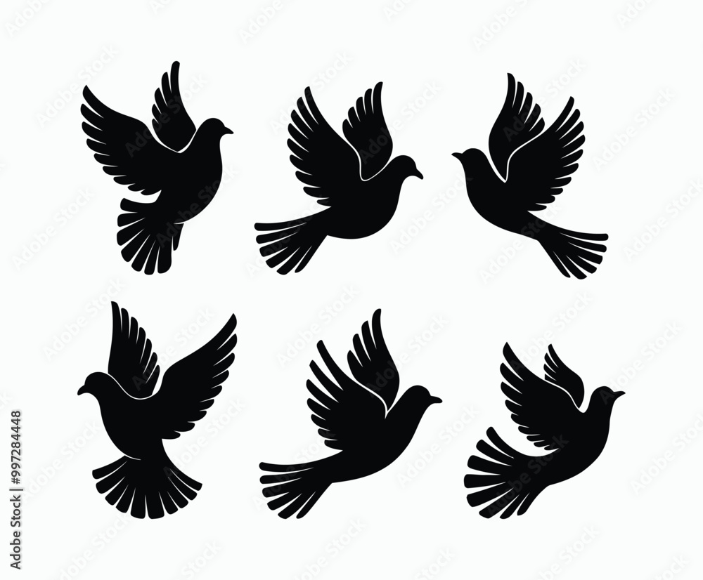 Obraz premium Dove silhouette EPS vector isolated illustration template on a white background