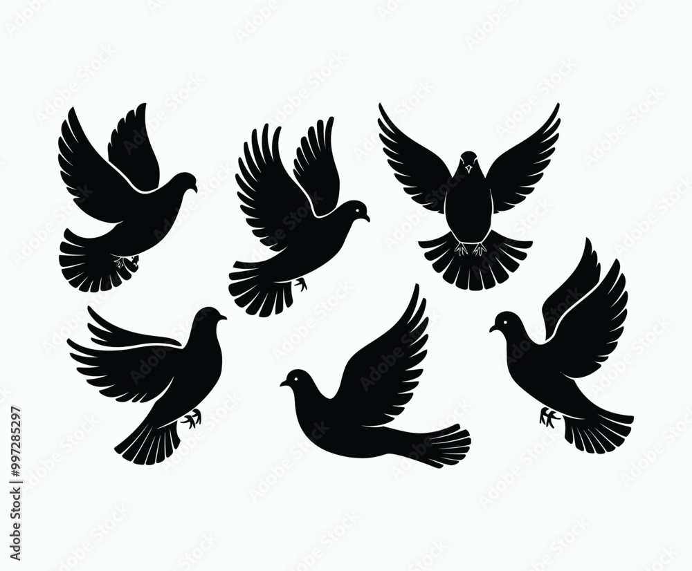 Obraz premium Dove silhouette EPS vector isolated illustration template on a white background