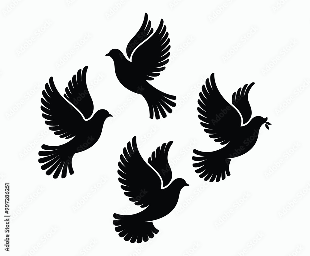 Obraz premium Dove silhouette EPS vector isolated illustration template on a white background