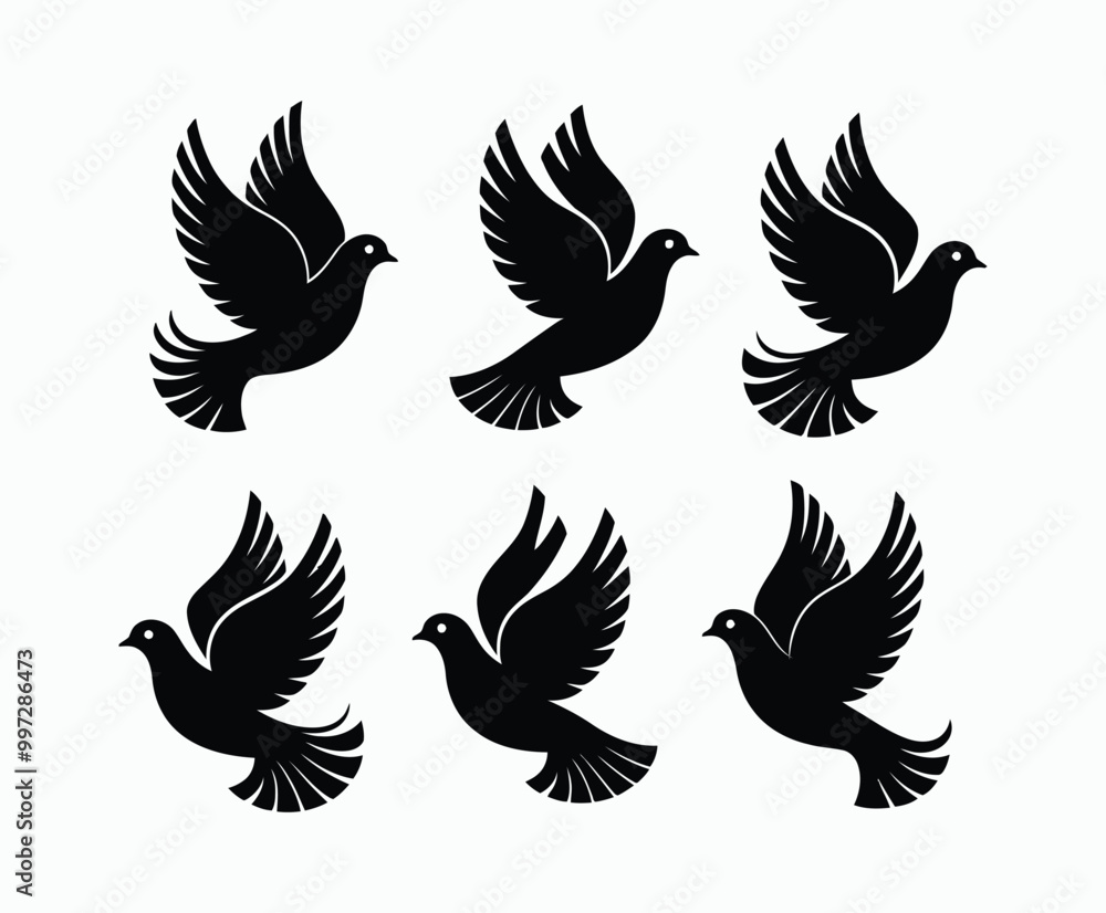 Obraz premium Dove silhouette EPS vector isolated illustration template on a white background