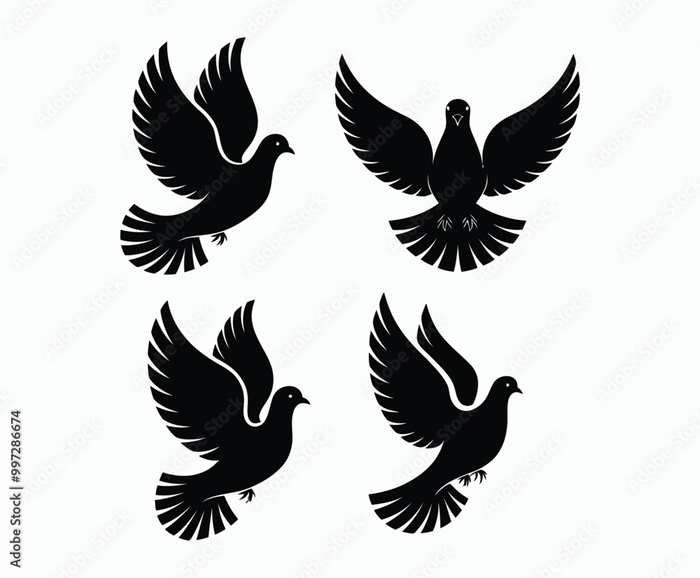 Fototapeta premium Dove silhouette EPS vector isolated illustration template on a white background