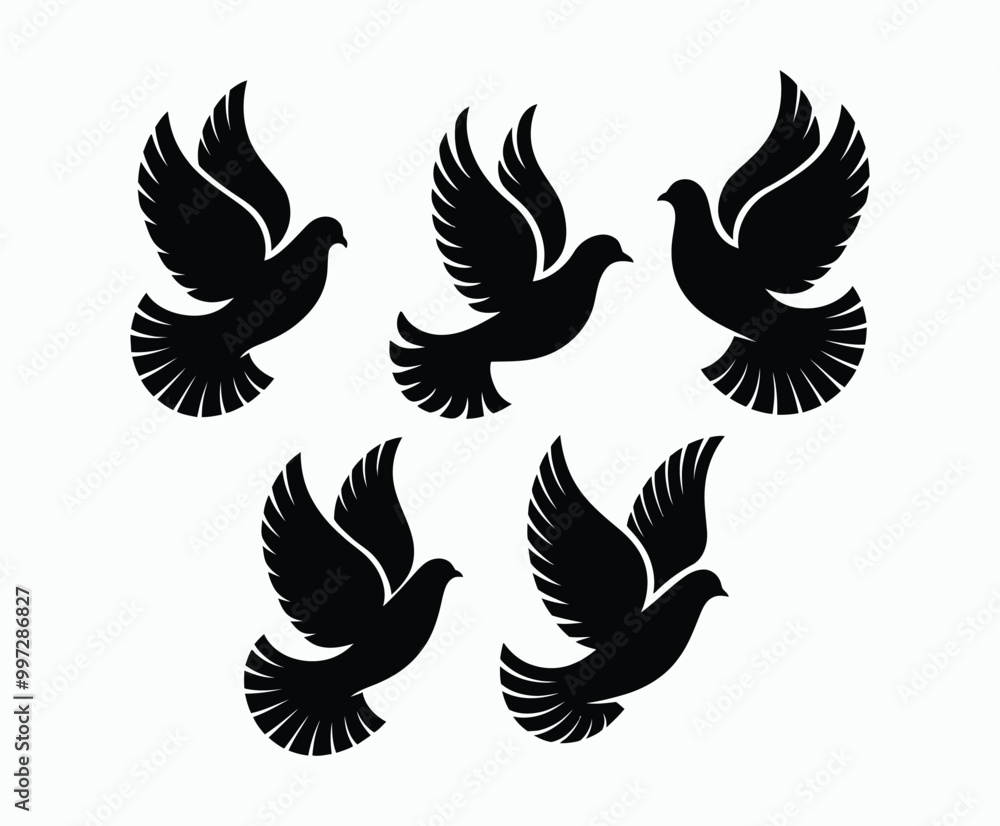 Fototapeta premium Dove silhouette EPS vector isolated illustration template on a white background