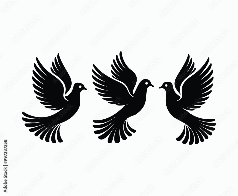 Obraz premium Dove silhouette EPS vector isolated illustration template on a white background