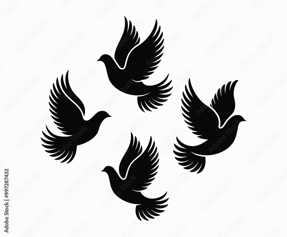 Obraz premium Dove silhouette EPS vector isolated illustration template on a white background