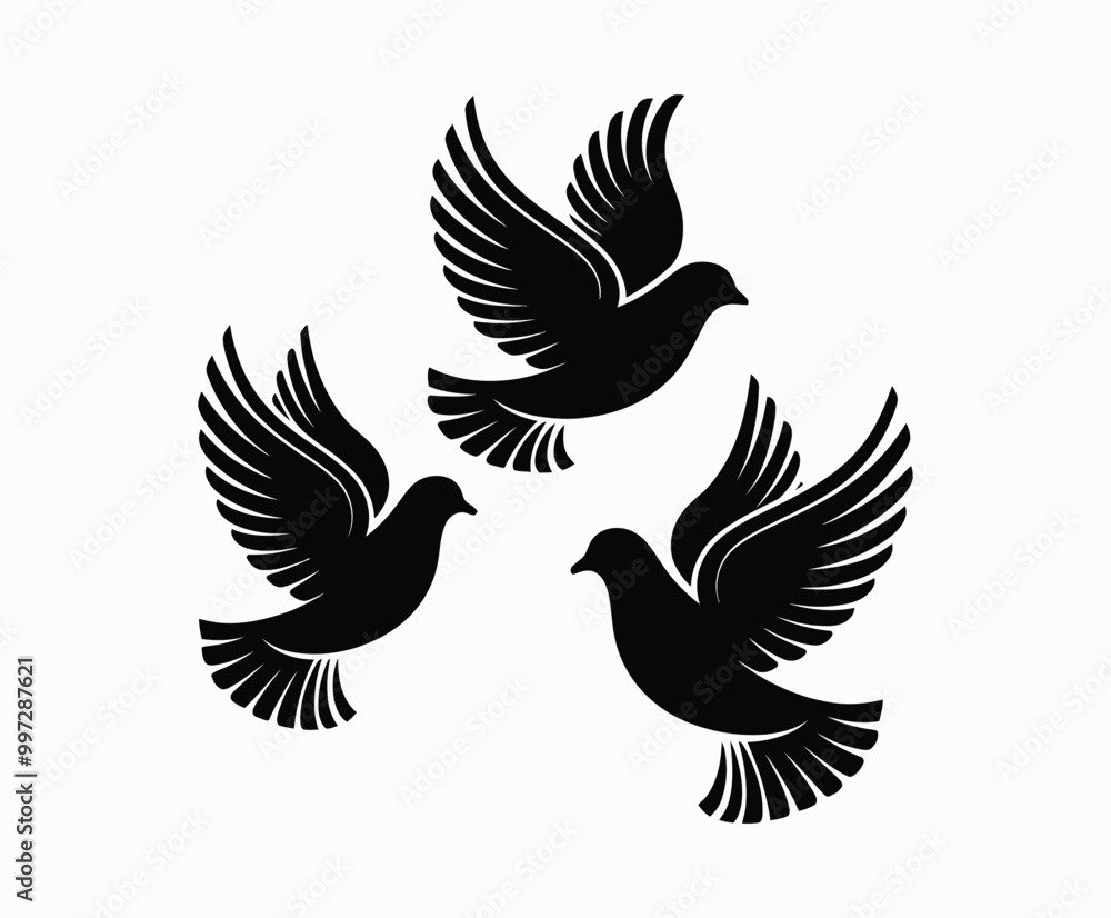 Fototapeta premium Dove silhouette EPS vector isolated illustration template on a white background