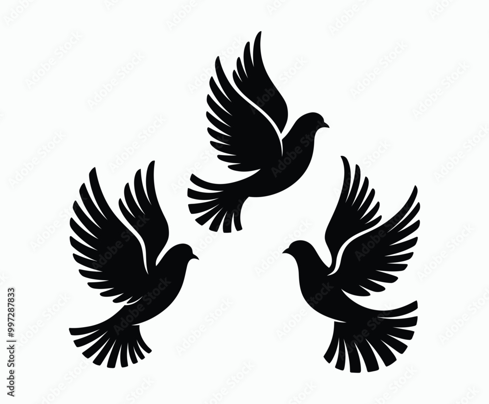 Fototapeta premium Dove silhouette EPS vector isolated illustration template on a white background