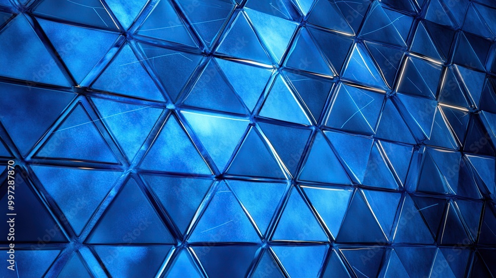 Abstract blue triangular pattern with light reflections. Abstract blue triangular pattern with light reflections.