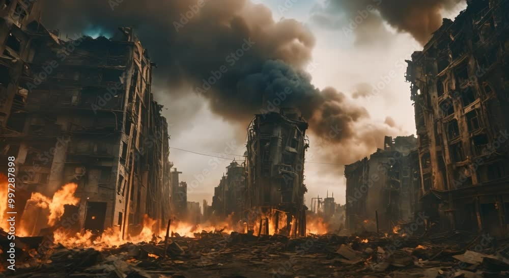 a scene of a ruined city in war a scene of a ruined city in war