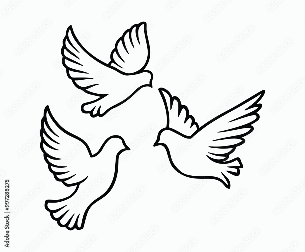 Obraz premium Dove silhouette EPS vector isolated illustration template on a white background