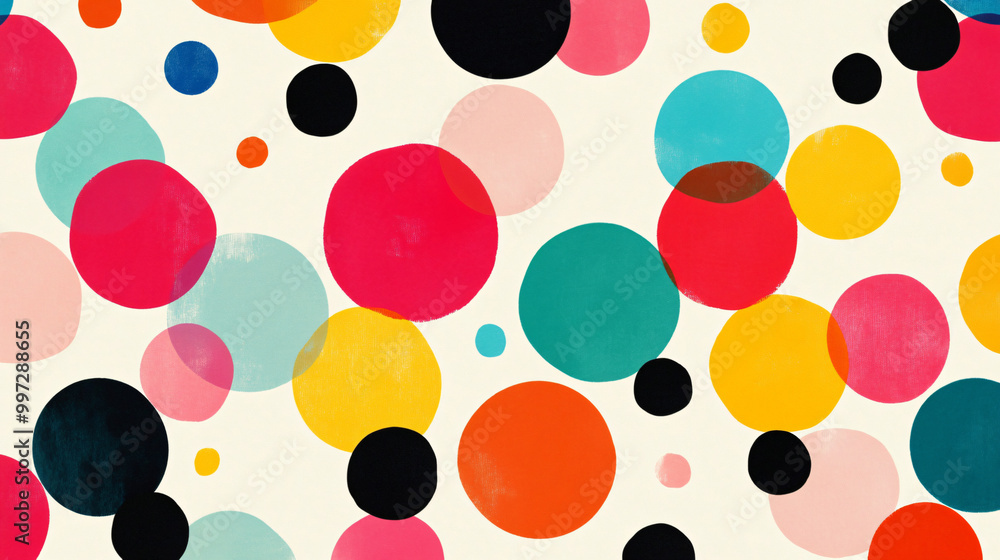 An illustration of a playful polka dot pattern with a variety of bright and fun colors. An illustration of a playful polka dot pattern with a variety of bright and fun colors.