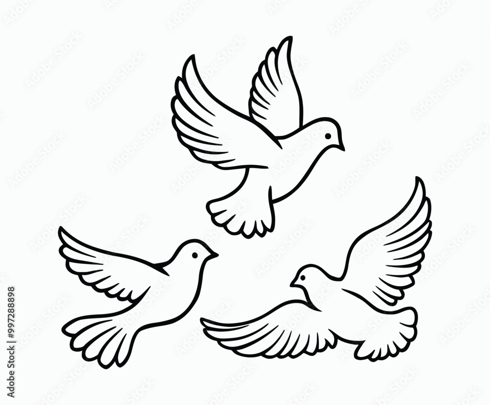 Obraz premium Dove silhouette EPS vector isolated illustration template on a white background