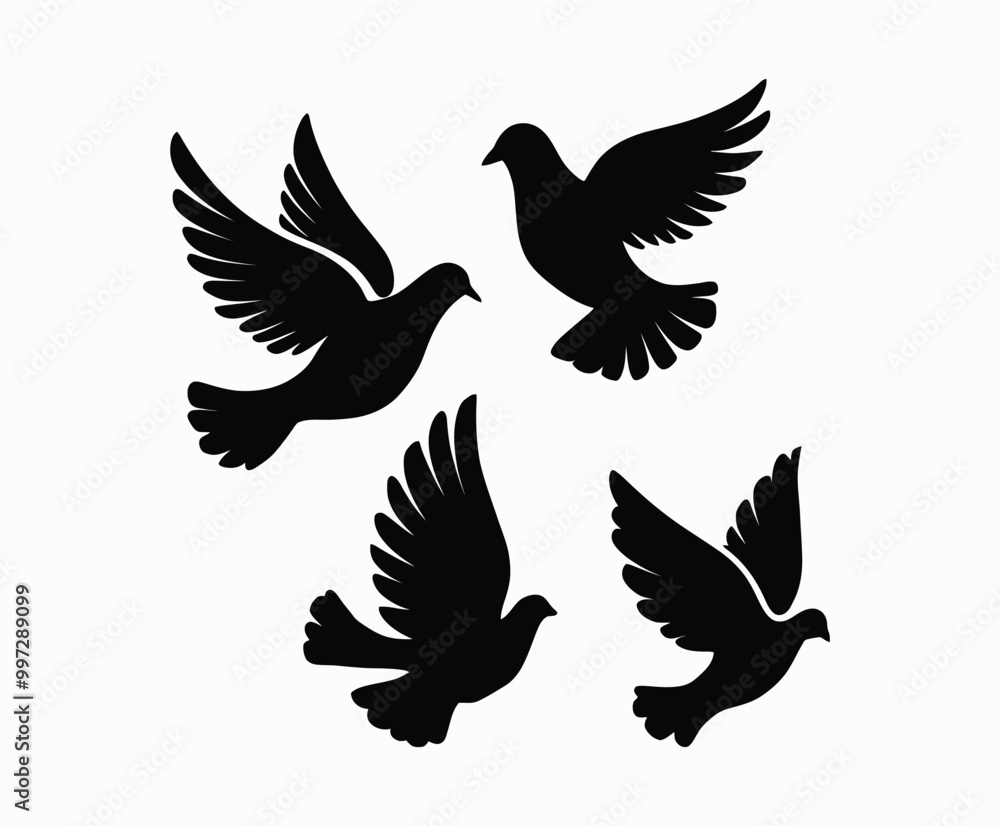 Obraz premium Dove silhouette EPS vector isolated illustration template on a white background