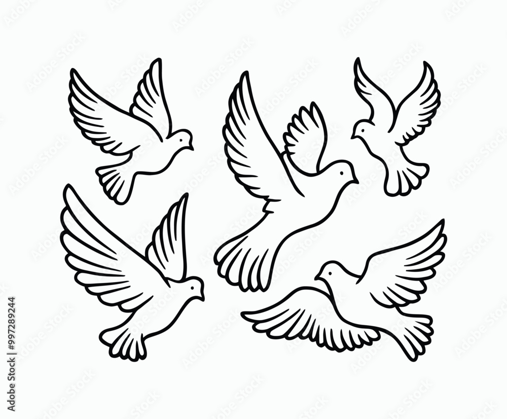 Fototapeta premium Dove silhouette EPS vector isolated illustration template on a white background