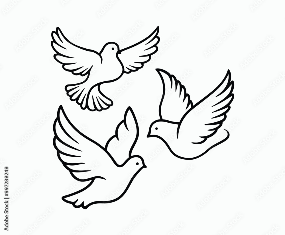 Obraz premium Dove silhouette EPS vector isolated illustration template on a white background