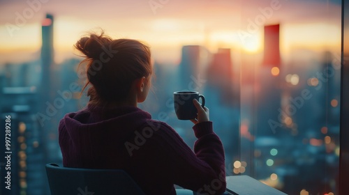 Serene Coffee Break: Young Woman Enjoying Quiet Moment