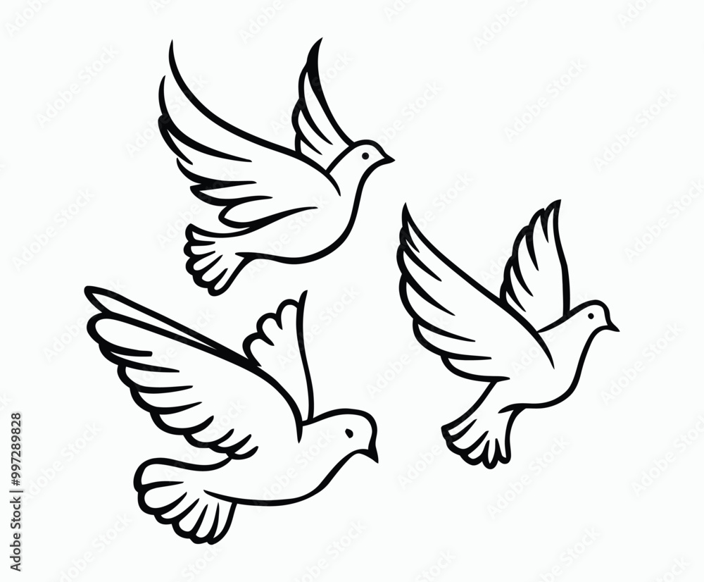 Obraz premium Dove silhouette EPS vector isolated illustration template on a white background