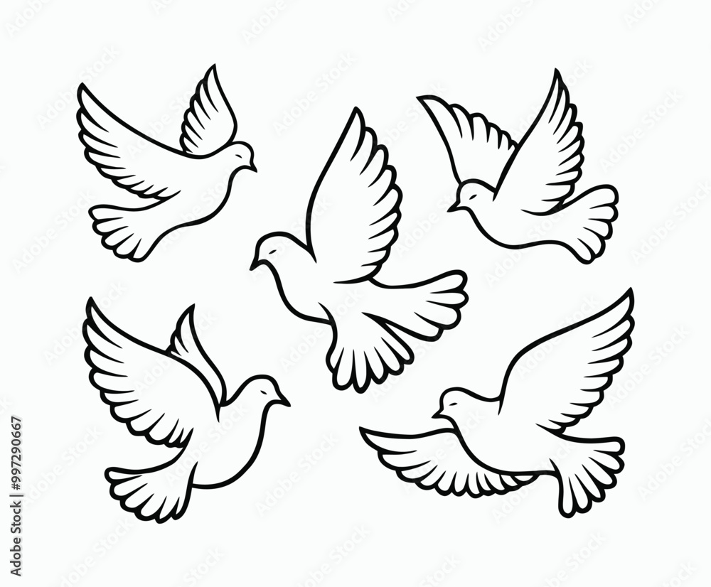 Obraz premium Dove silhouette EPS vector isolated illustration template on a white background