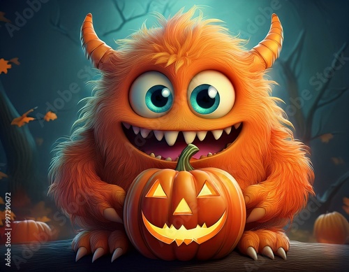 Cute Cartoon Orange Hallowe...