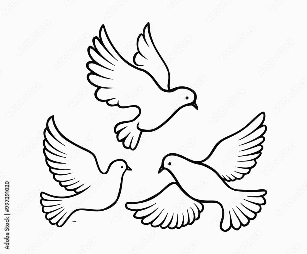 Fototapeta premium Dove silhouette EPS vector isolated illustration template on a white background