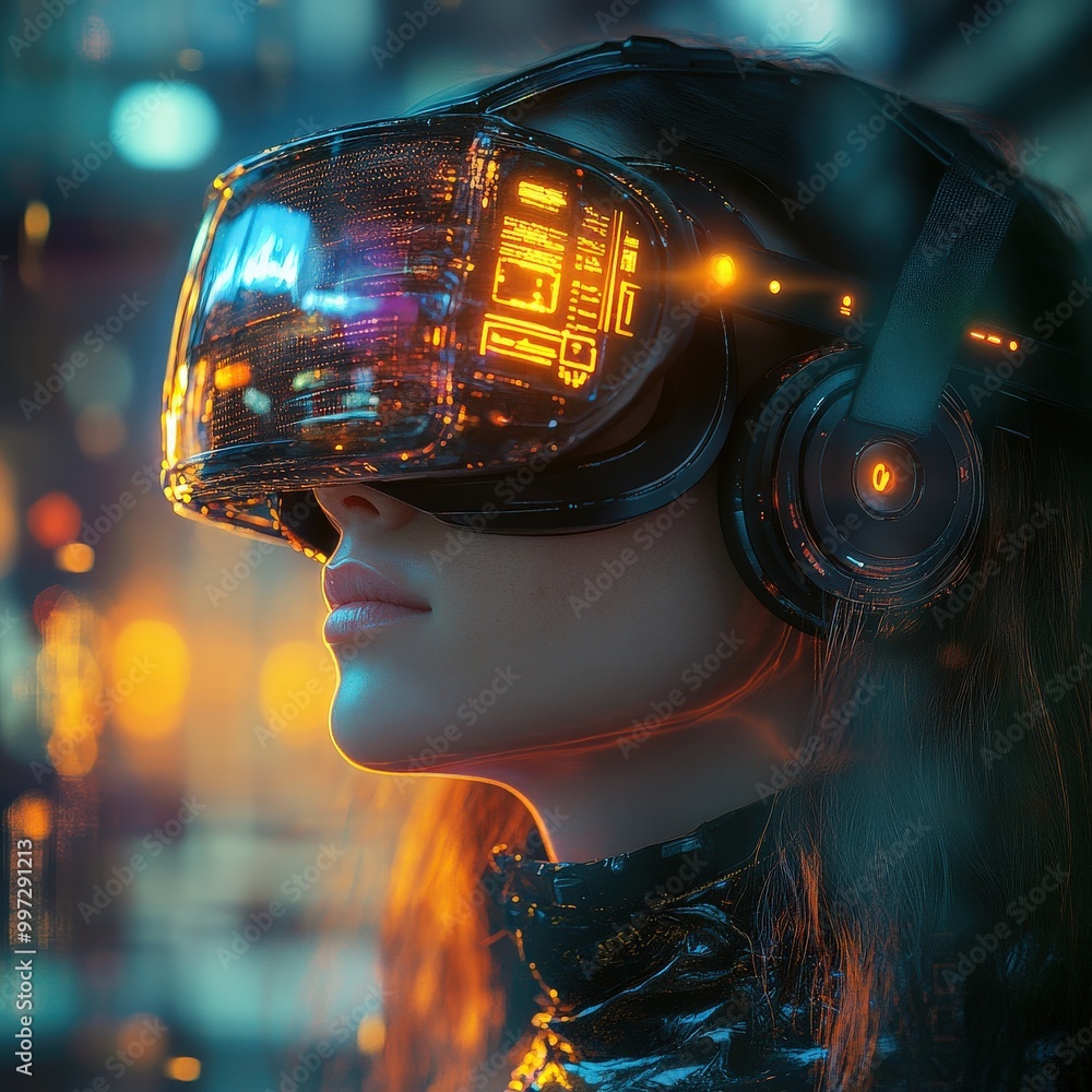 School student using VR headset to interact with AI holograms in a classroom environment School student using VR headset to interact with AI holograms in a classroom environment
