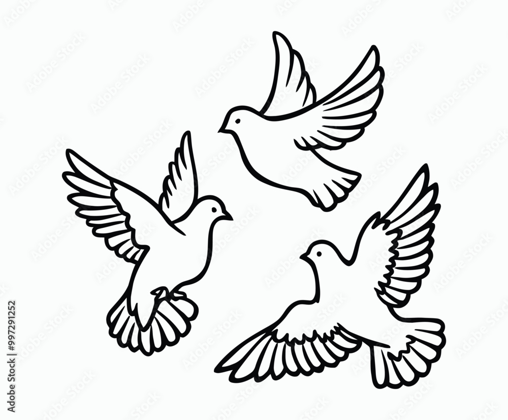 Fototapeta premium Dove silhouette EPS vector isolated illustration template on a white background