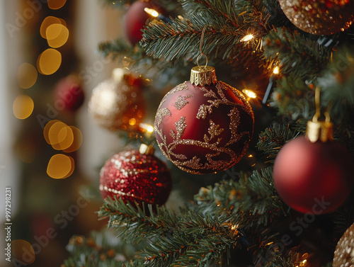 elegant, stylish, beautiful, sharp focus, extreme detail, HD, full view of a christmas tree