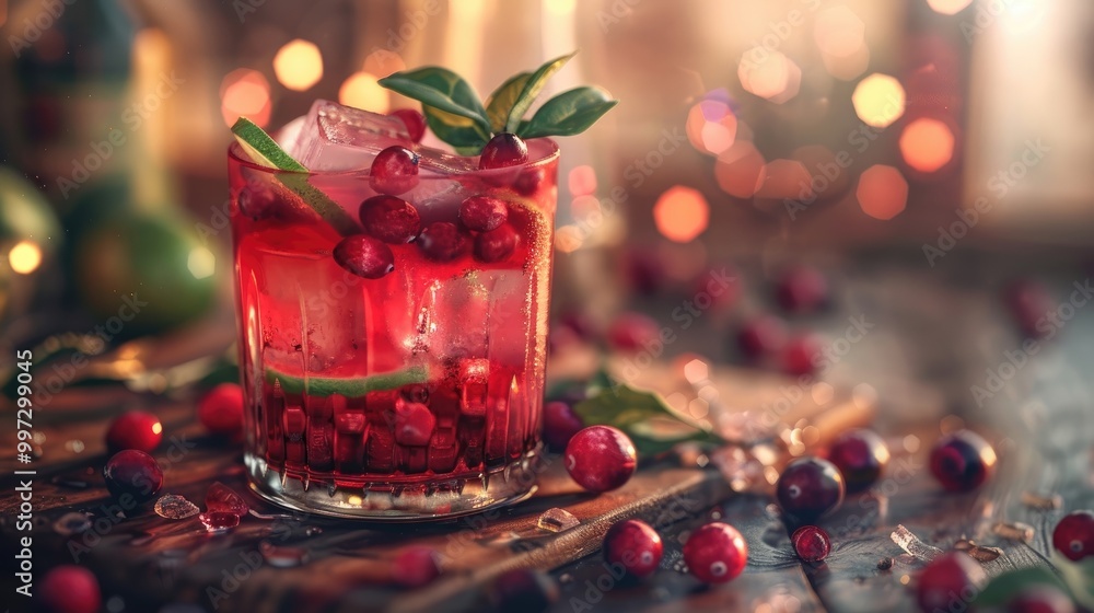 Refreshing cranberry limeade in a glass. Refreshing cranberry limeade in a glass.