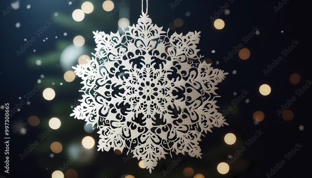 Fototapeta premium Christmas snowflake in paper style, snowflake illustration,generative ai
