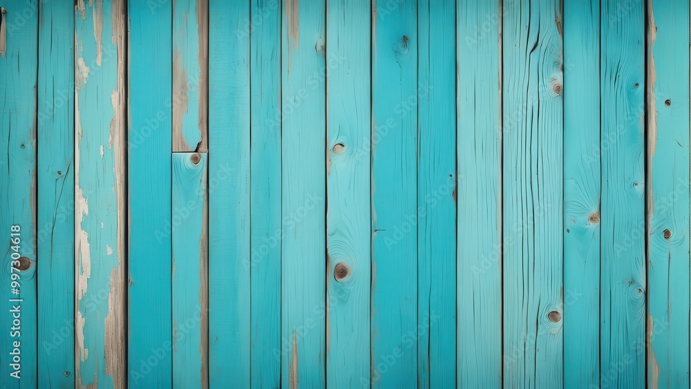 A vibrant turquoise wooden wall with a rustic texture and natural imperfections. A vibrant turquoise wooden wall with a rustic texture and natural imperfections.