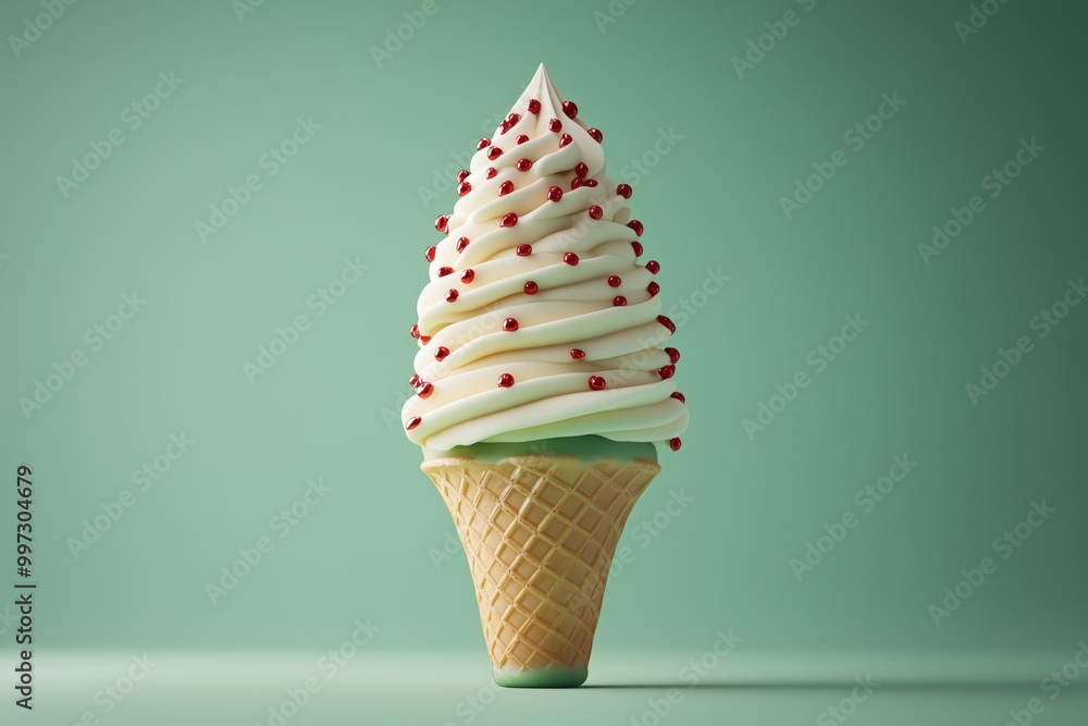 ice cream cone with green, red, and gold colors swirls resembling the colors of Christmas ice cream cone with green, red, and gold colors swirls resembling the colors of Christmas