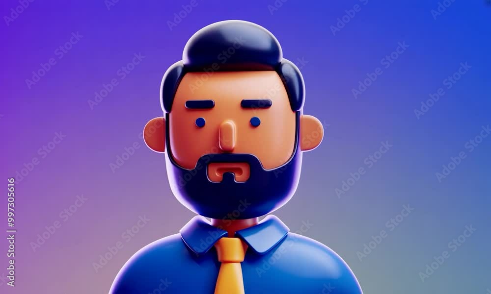 3D Cartoon Style Business Avatar with Beard and Professional Attire 3D Cartoon Style Business Avatar with Beard and Professional Attire