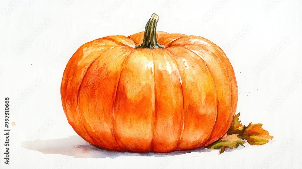 Fototapeta premium Watercolor pumpkin illustration isolated on white background, perfect for nursery art