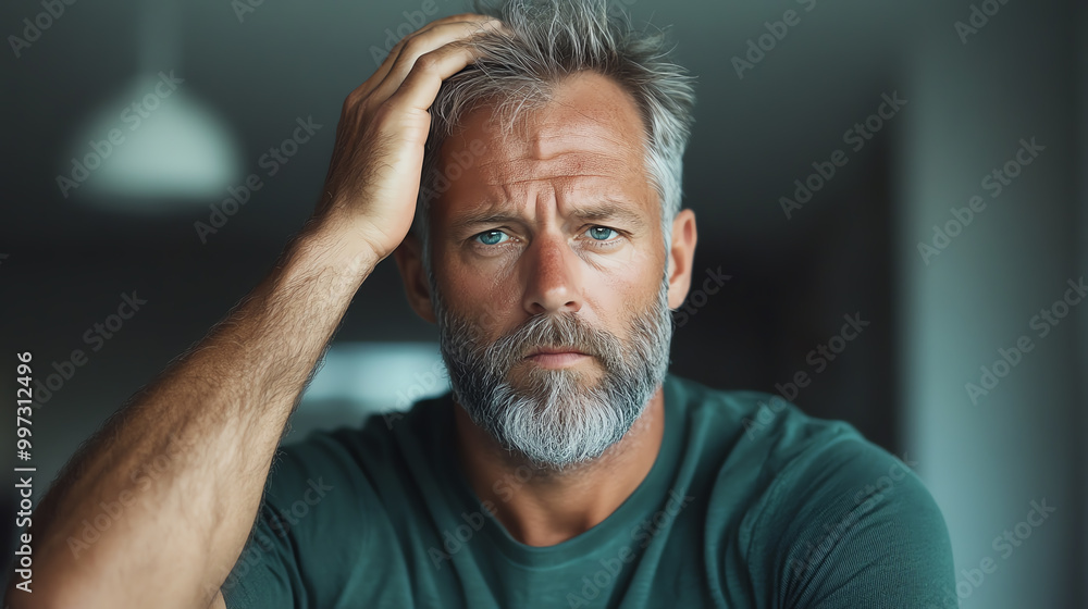 Obraz premium Baldness may result from a combination of hereditary and environmental factors, including dandruff