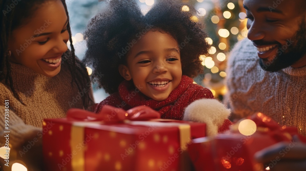 A Happy Family Opening Christmas Presents Together A Happy Family Opening Christmas Presents Together