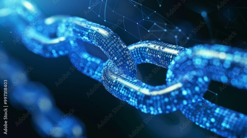 A digital chain made of code. Data security is paramount. A digital chain made of code. Data security is paramount.
