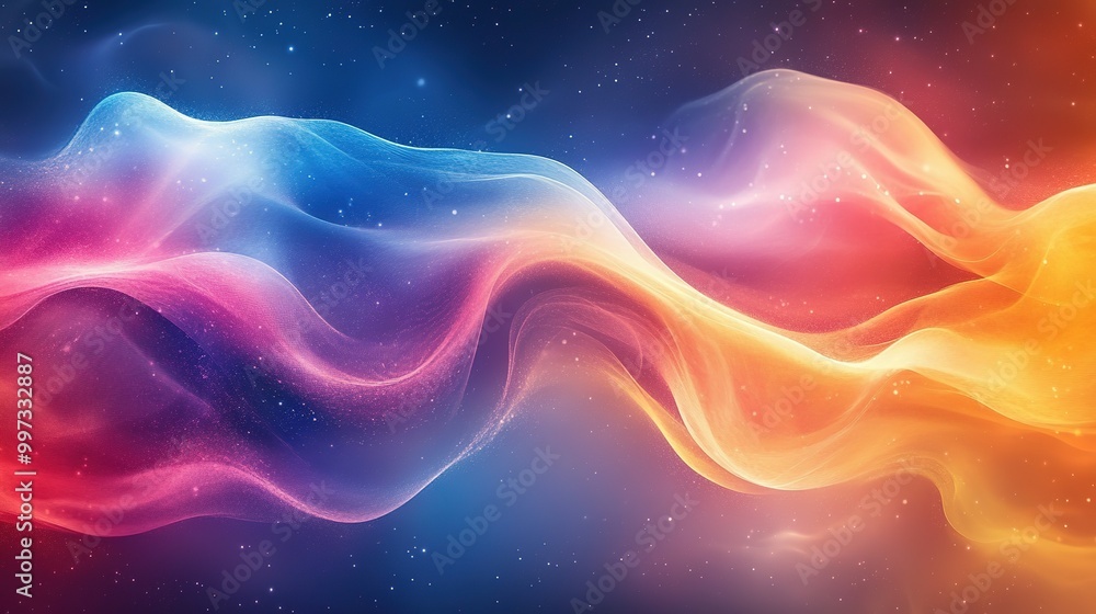 Abstract Cosmic Waves with Glowing Dust and Stars Abstract Cosmic Waves with Glowing Dust and Stars