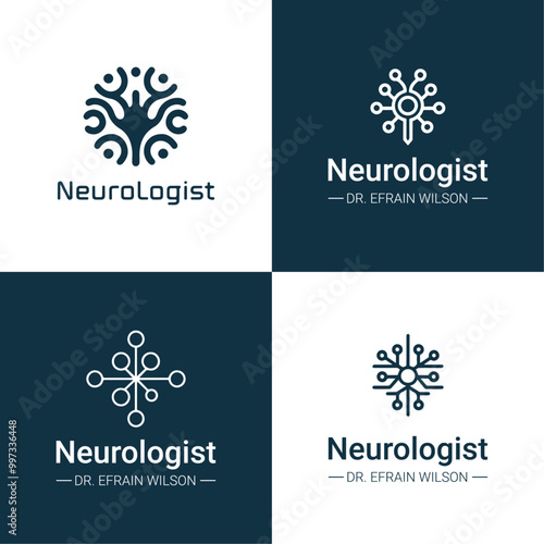 Set neurologist abstract logo