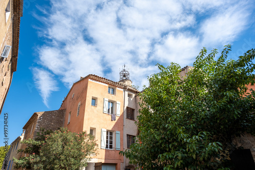 classic stone house facades in Provencal village