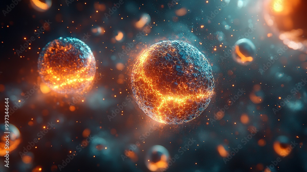 Two Burning Spheres in a Dark Space with Scattered Sparks Two Burning Spheres in a Dark Space with Scattered Sparks