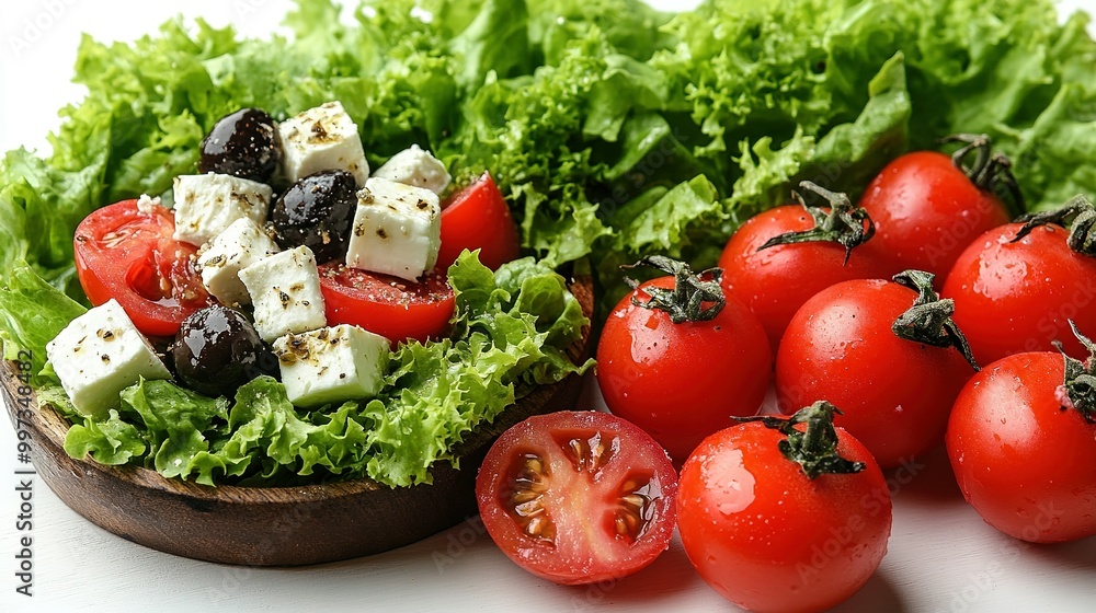 Fresh Salad with Feta Cheese, Tomatoes, and Olives Fresh Salad with Feta Cheese, Tomatoes, and Olives