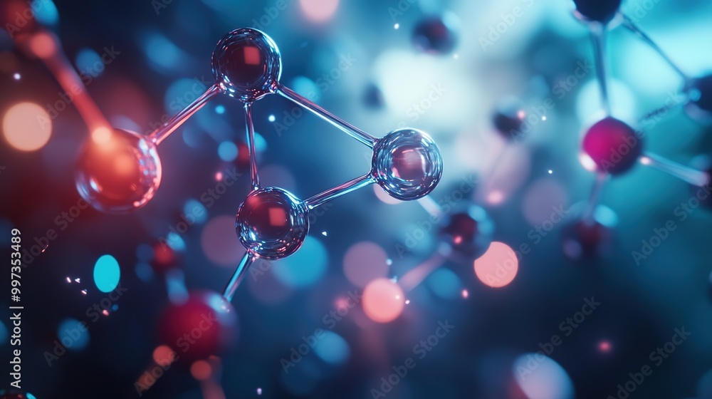 Abstract molecular structure with glowing elements. Abstract molecular structure with glowing elements.