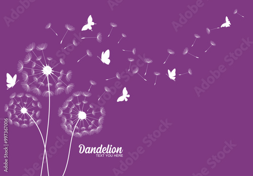 Wild flower dandelion in a vector style isolated. Vector flower for background, texture, wrapper pattern, frame or border.